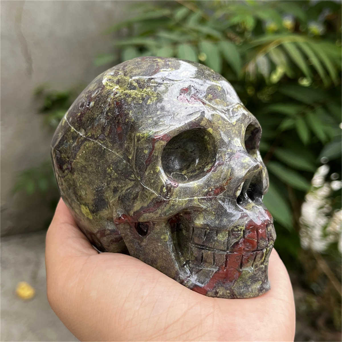 1.1kg Hand Carved Natural Dragonblood Stone Skull Reiki Crystal Skull Holiday gi