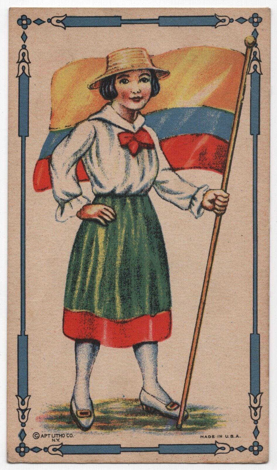 1920s Ecuador Flag Trading Card Like R52 Gum Commonwealth Insurance Kentucky