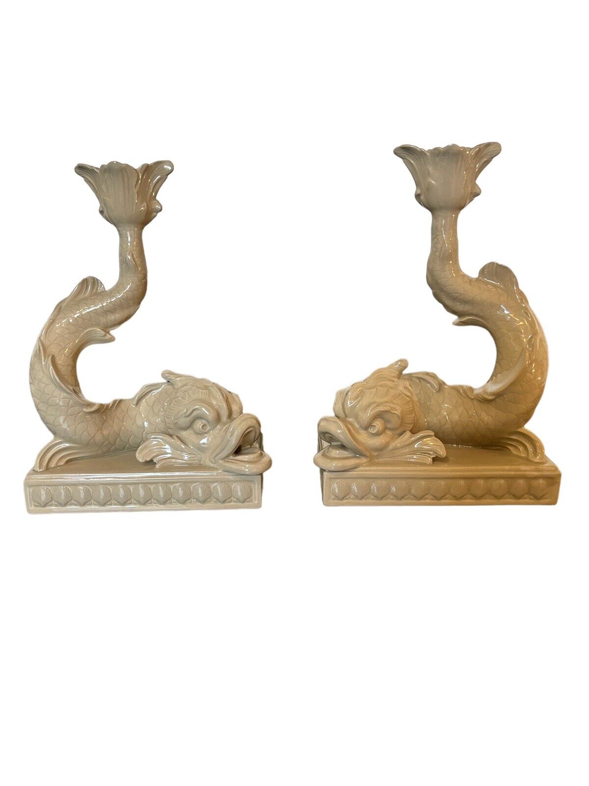 Wedgwood Dolphin Fish Candlestick Pair