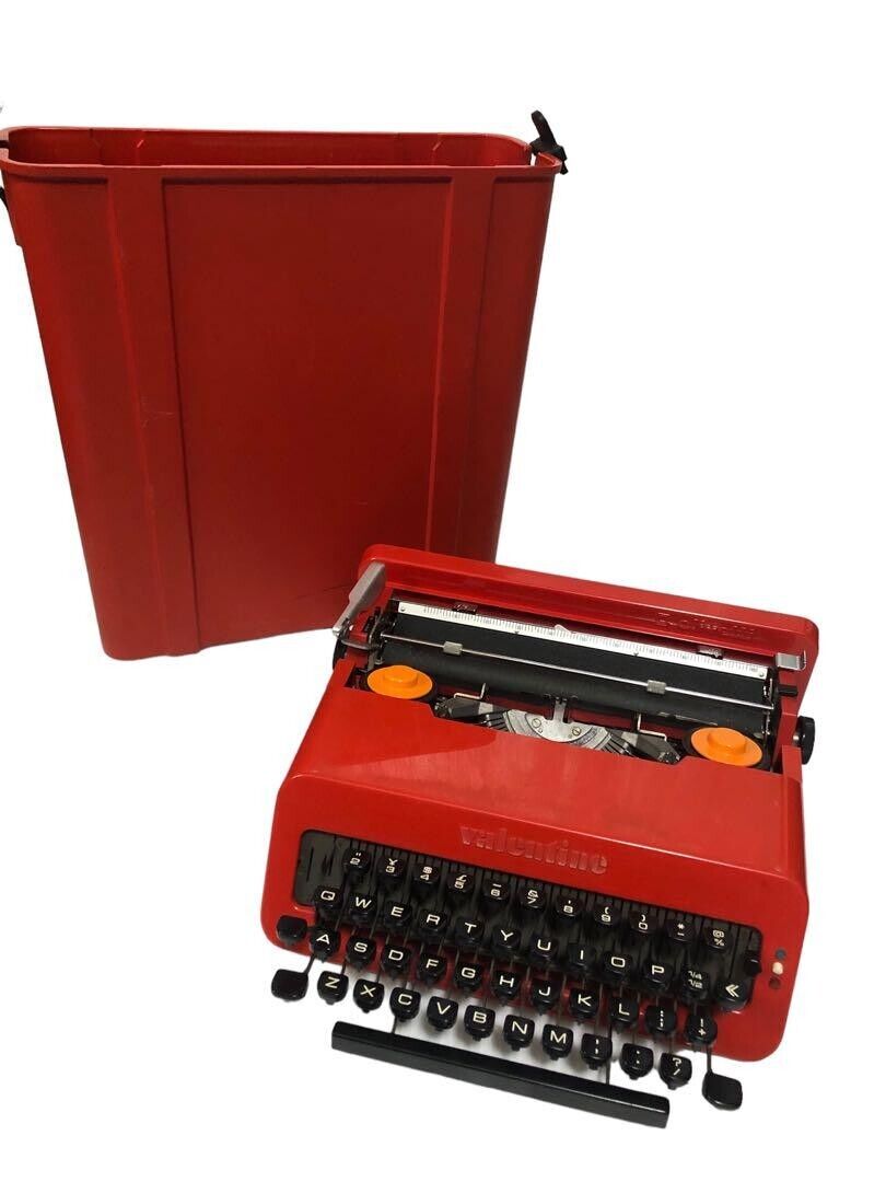 Olivetti Valentine Typewriter Red With Case Vintage RARE Used Japan 