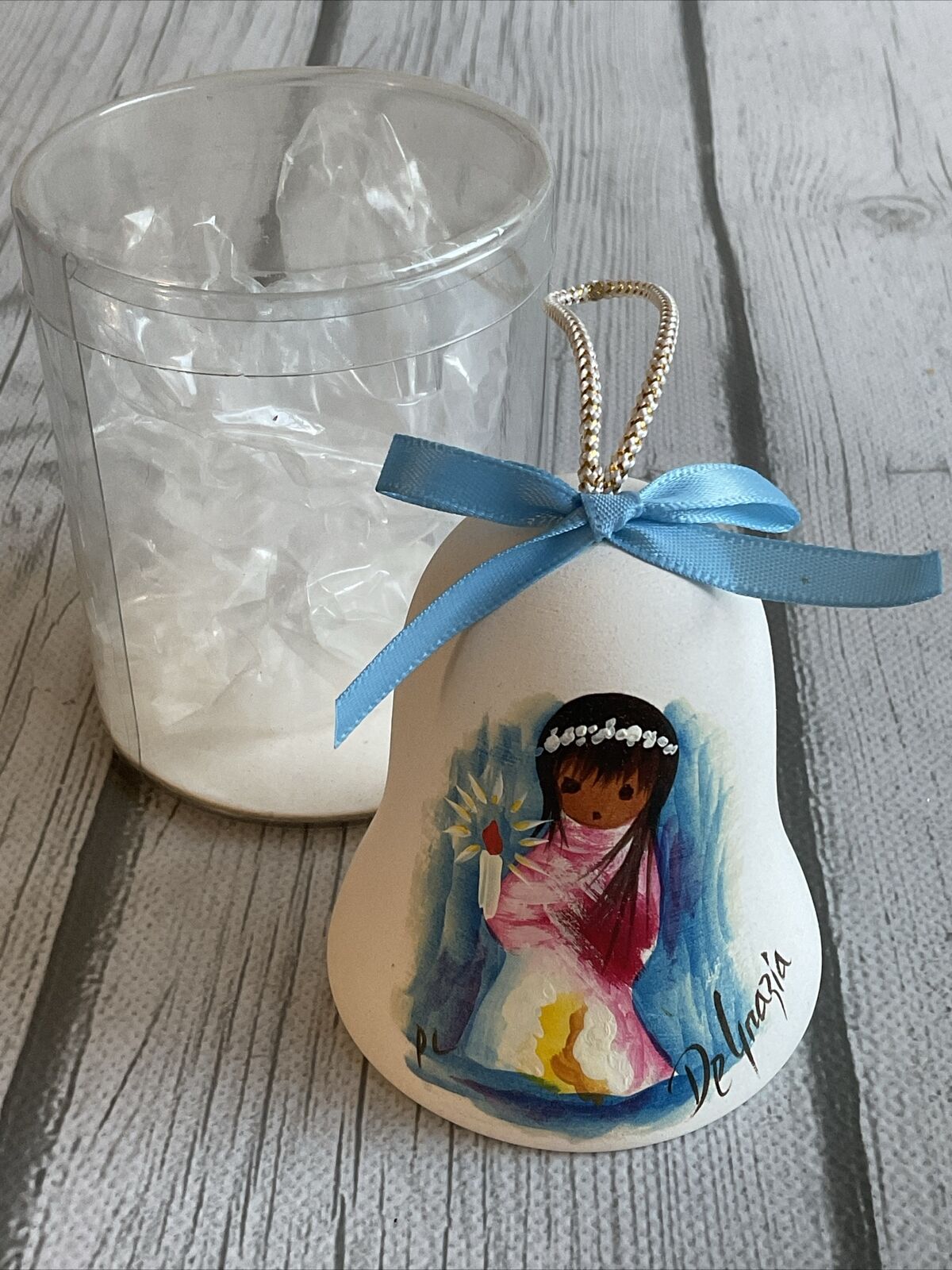 1986 De Grazia Bell Hand Painted Limited Edition Pottery Native American Girl