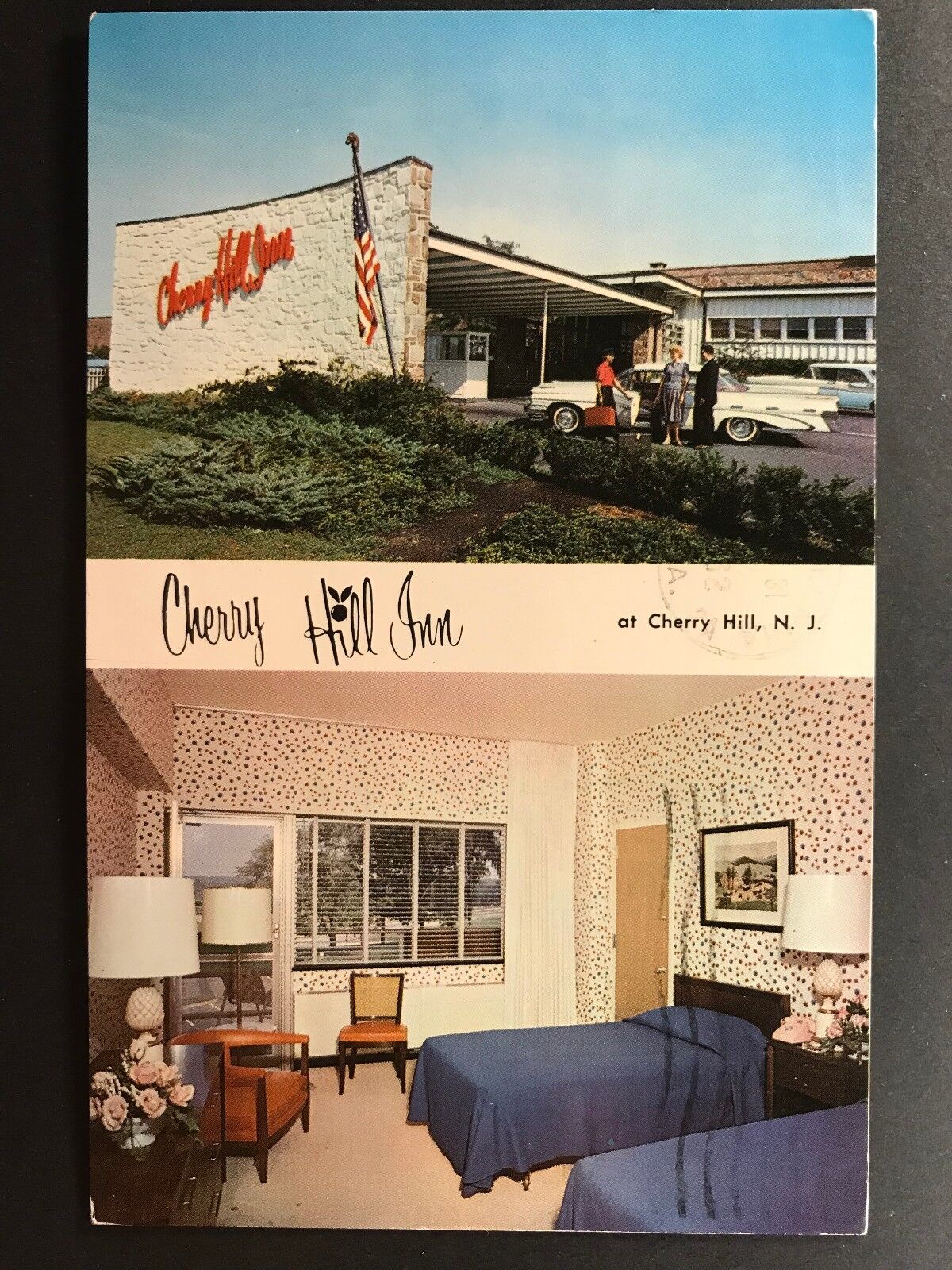 Postcard Cherry Hill NJ c1950s - Cherry Hill Inn with Old Cars