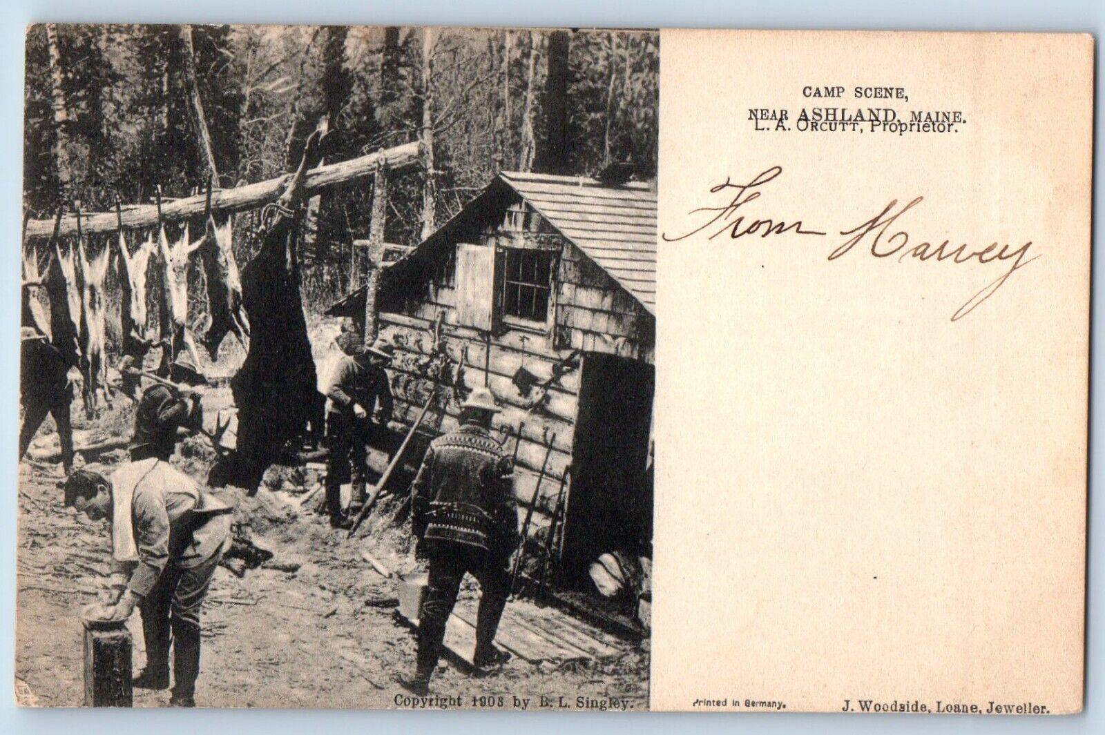 Ashland Maine Postcard Camp Scene Exterior View c1905 Raphael Tuck Sons Vintage