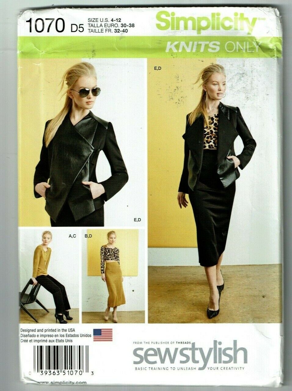 Simplicity #1070 OOP Sew Stylish Pants-Skirt-Jacket-Knit Top Pattern Sz 4-12 UC