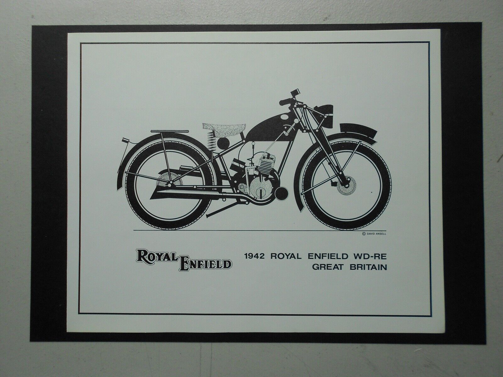 MILITARY VINTAGE/VETERAN MOTORCYCLE PRINT:1942 ROYAL ENFIELD WD-RE GREAT BRITAIN