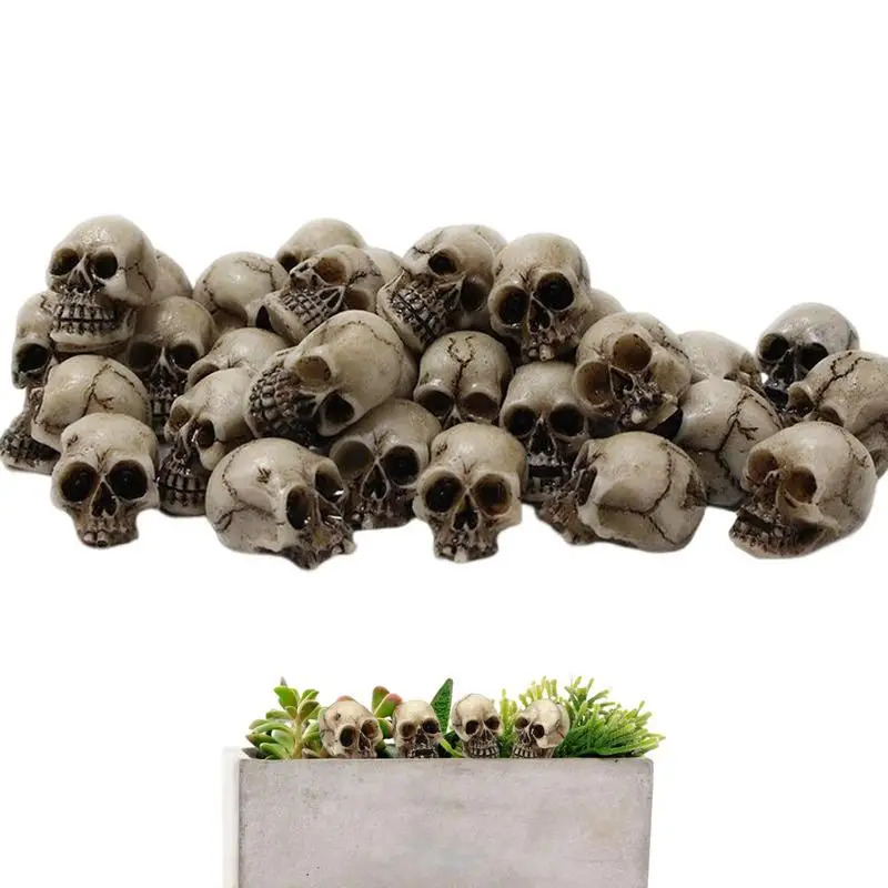 20 Mini Realistic Skull Decorations Skeleton Head Decor for Halloween and Crafts