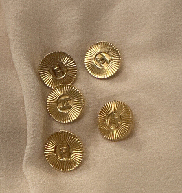 CHANEL CC Logo 5 Button Shirt or Blouse Cufflinks RARE 1980’S Authentic