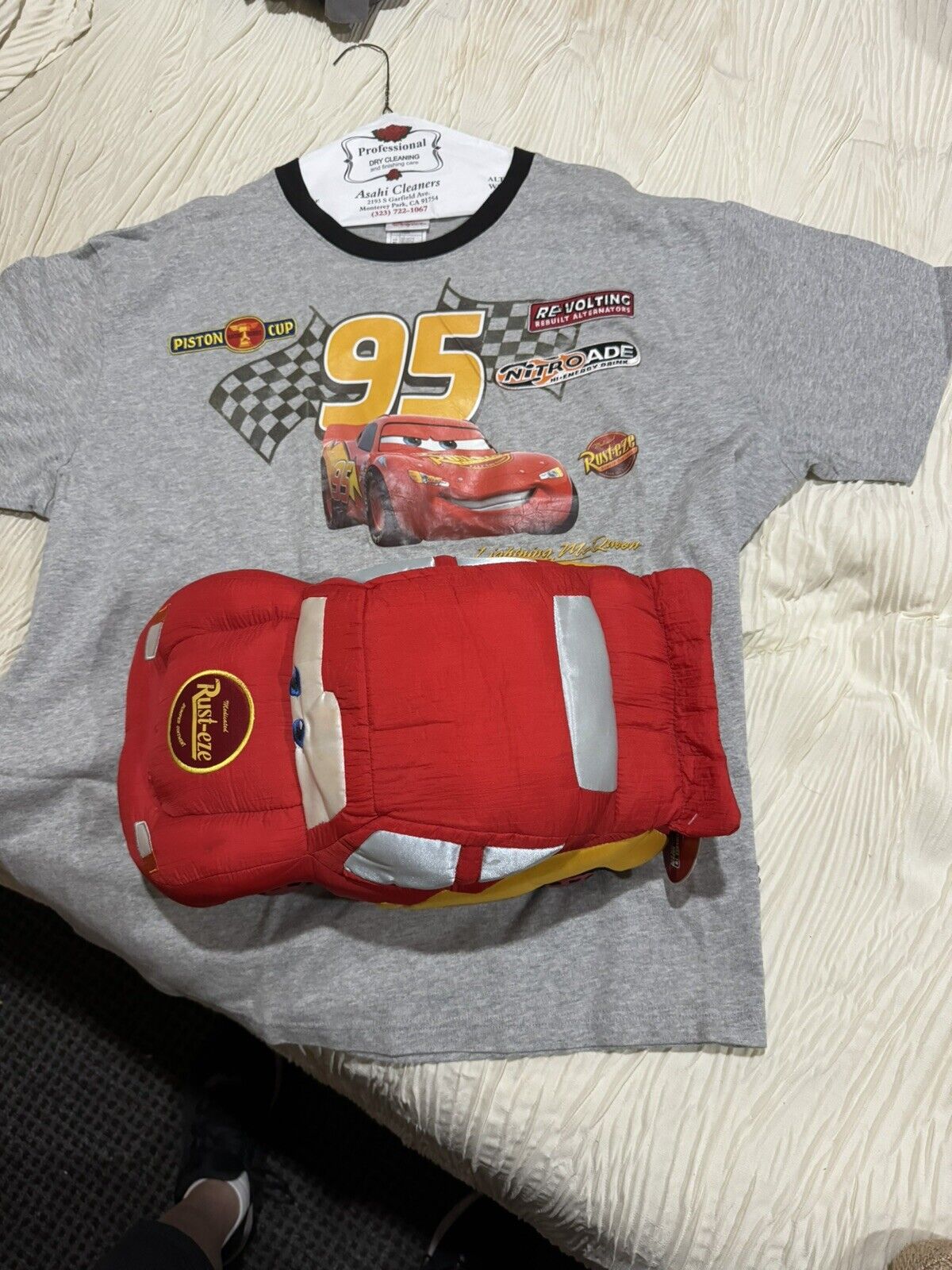 Vintage Disney Store Lightning McQueen XL T Shirt With Patches NWT/Plush Car NWT