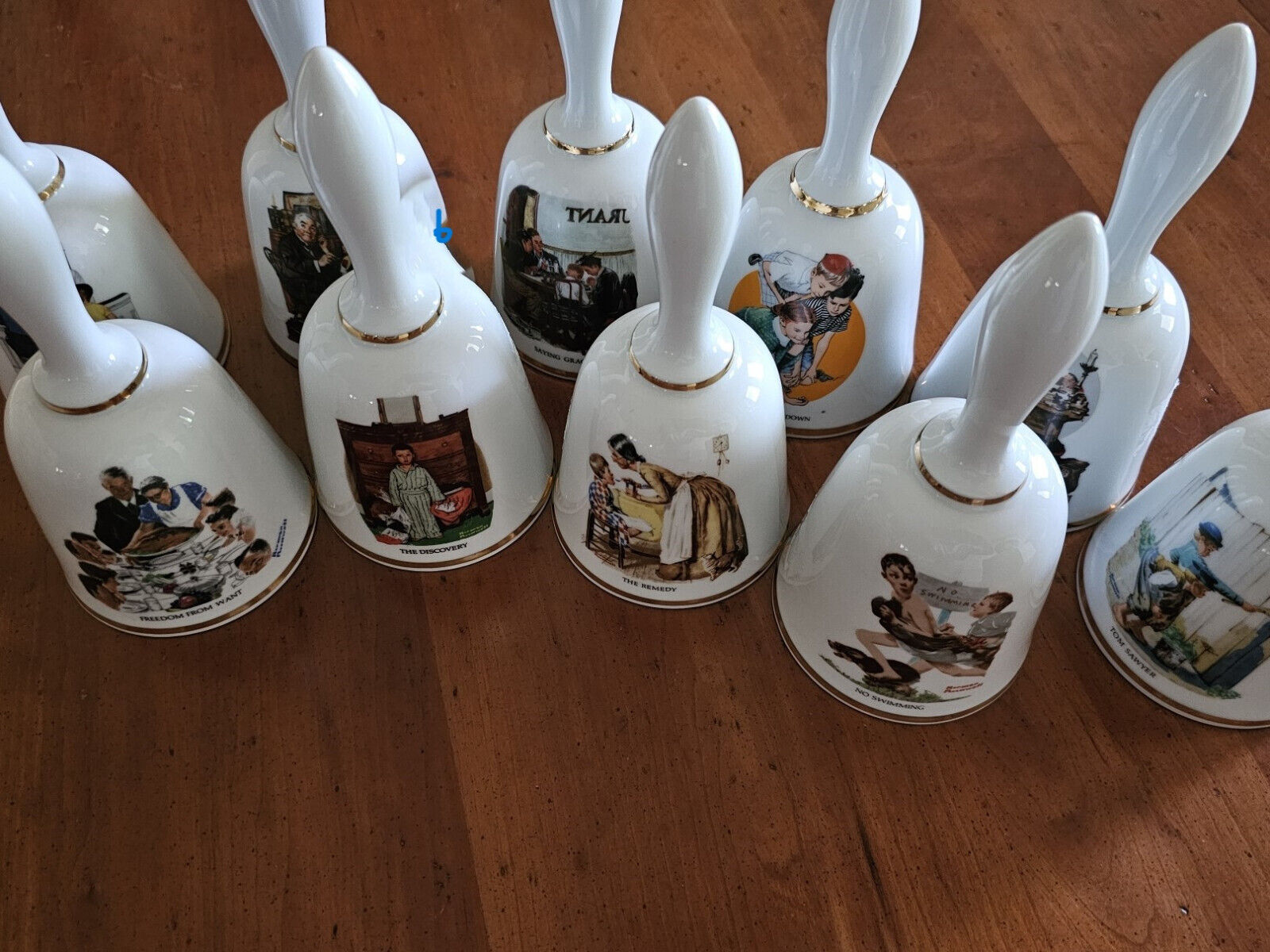 Norman Rockwell, Limited Edition Bells, Vintage, Porcelain Collectibles 
