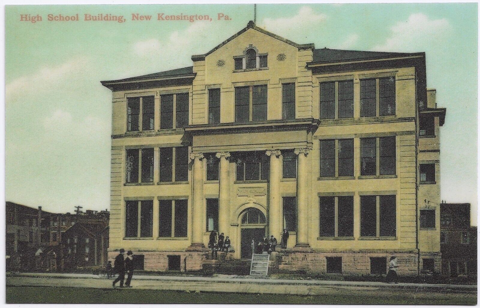 Laminated Reproduction Postcard New Kensington PA High School Building