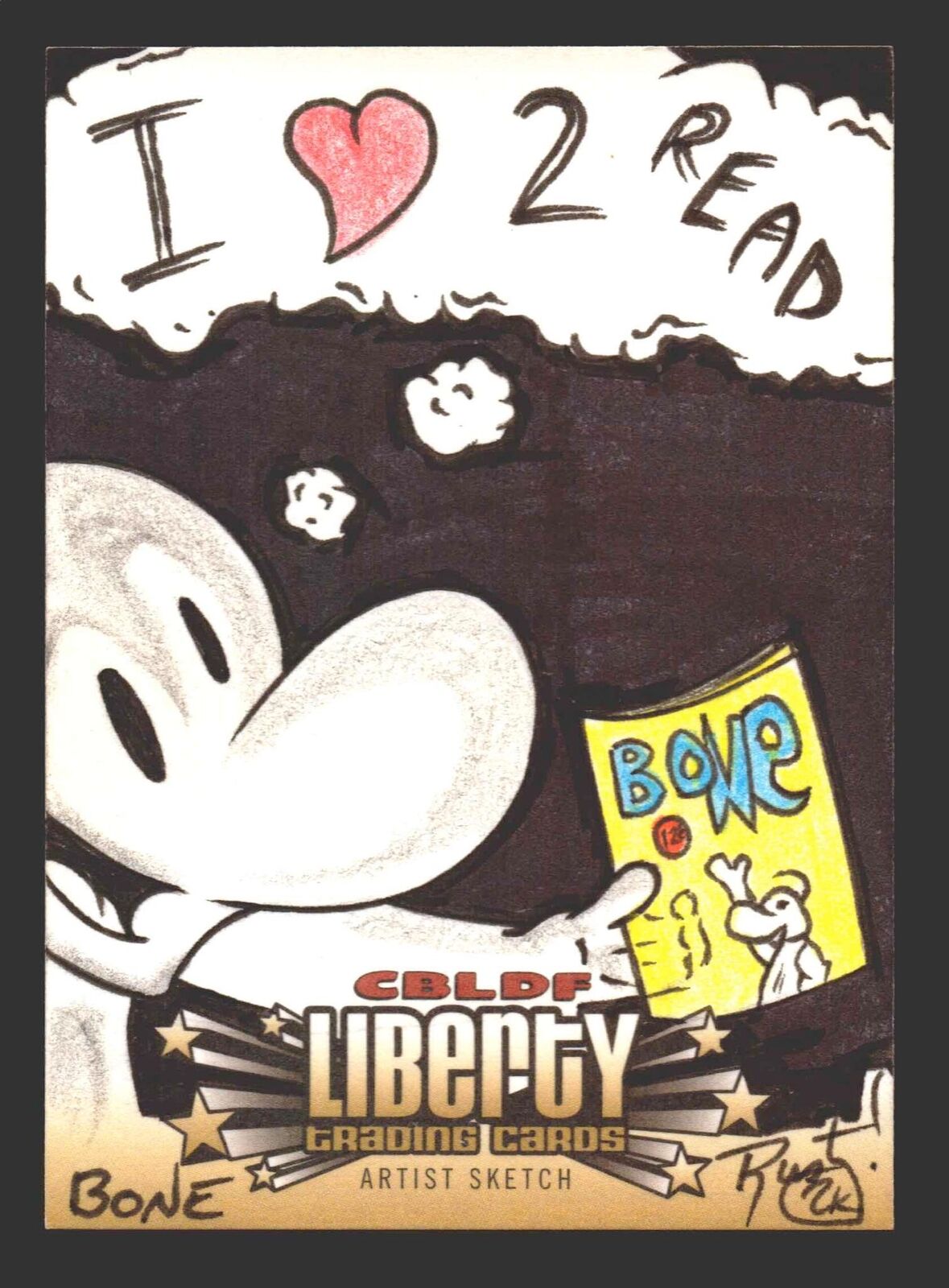 2011 Cryptozoic CBLDF Liberty Artist Sketch Trading Card Bone by Rusty Gilligan