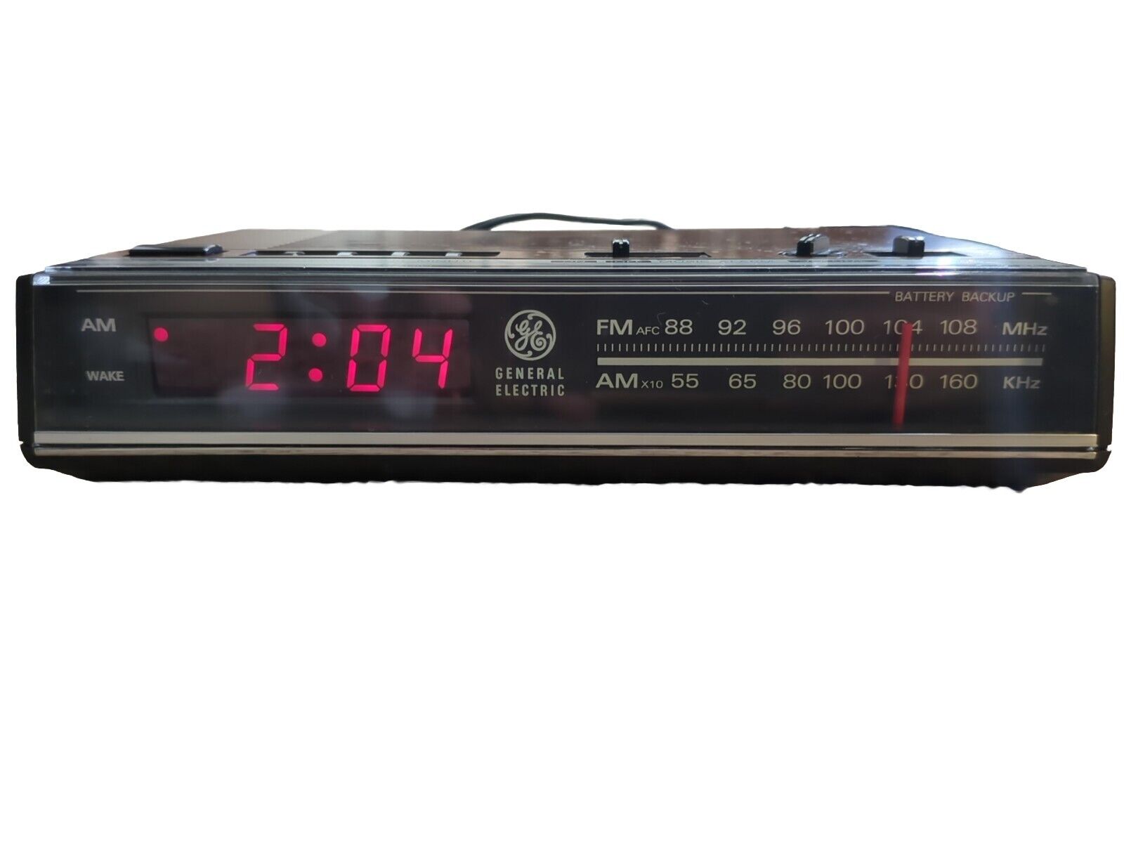 GE 7-4624b Radio Alarm Clock-AM/FM-Vintage 1987-Red Digits-Tested/Works