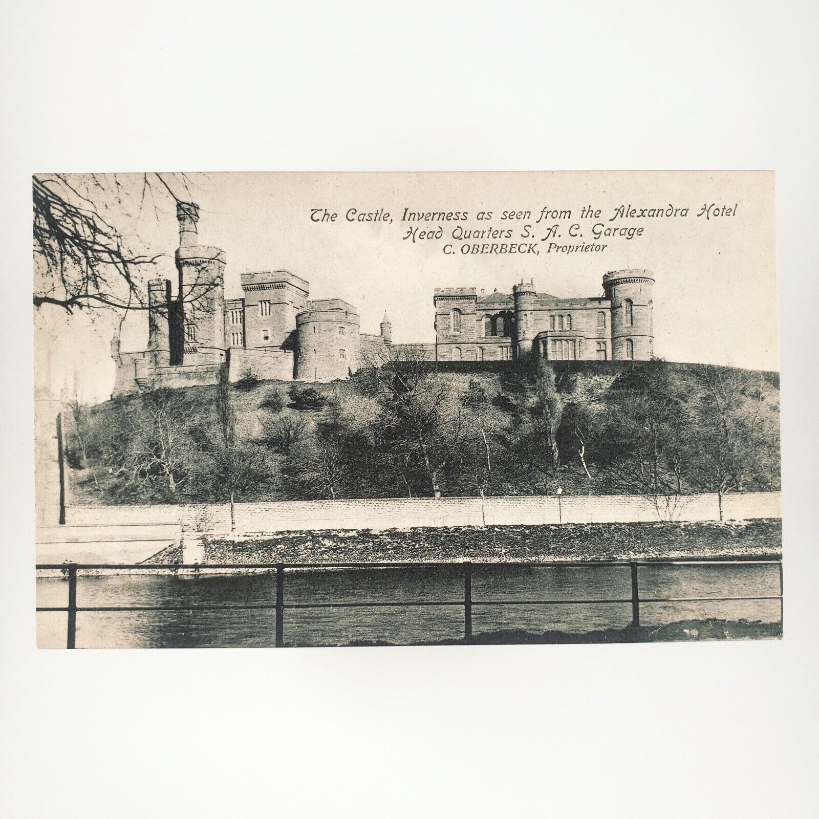 Inverness Castle River Ness Postcard c1915 Scotland Alexandra Hotel Garage A3967