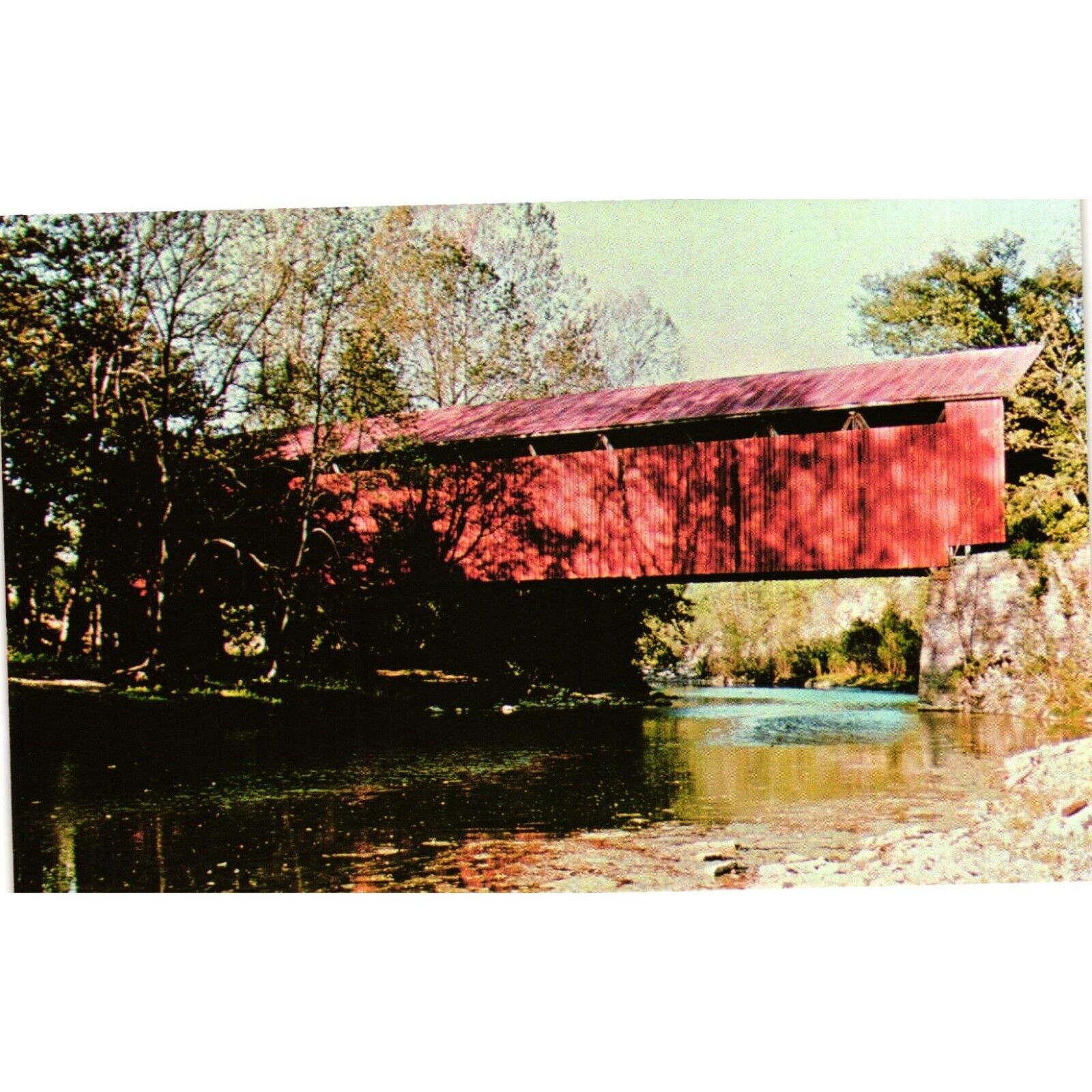 Ohio Perrintown Covered Bridge Postcards Stonelick Creek Travel Souvenir Unposte