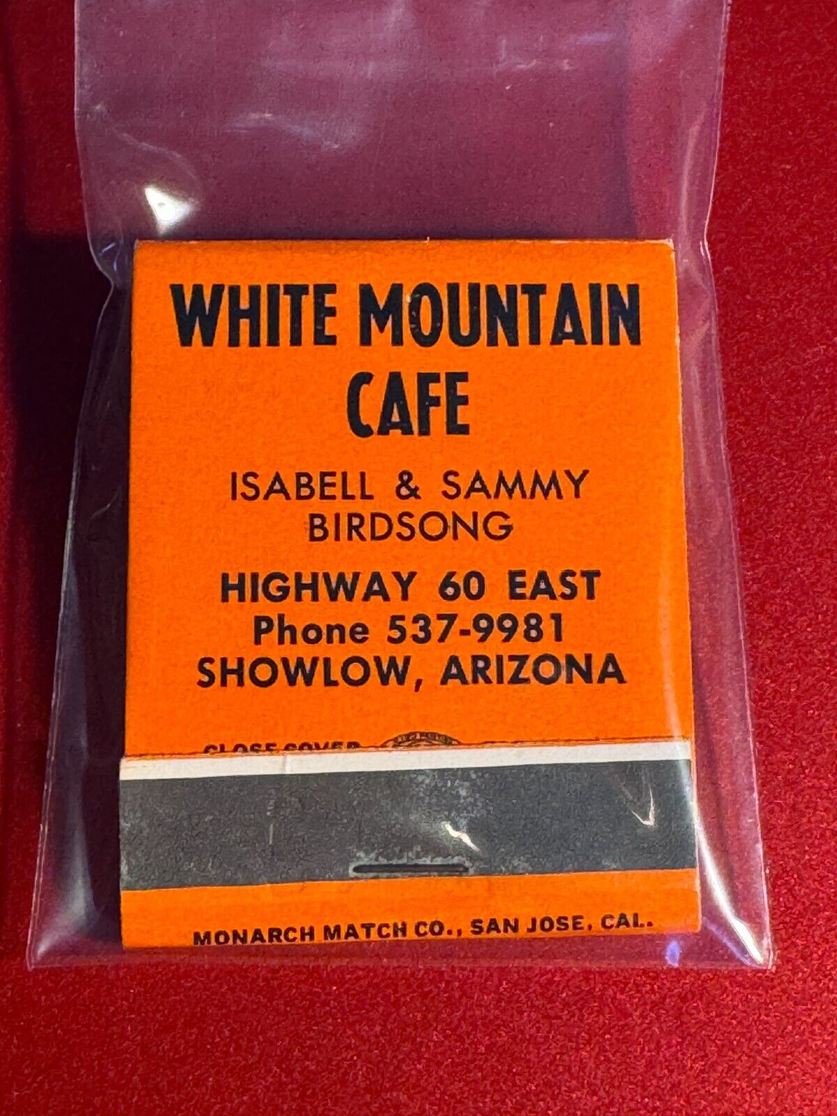 MATCHBOOK - WHITE MOUNTAIN CAFE - SHOWLOW, AZ - UNSTRUCK