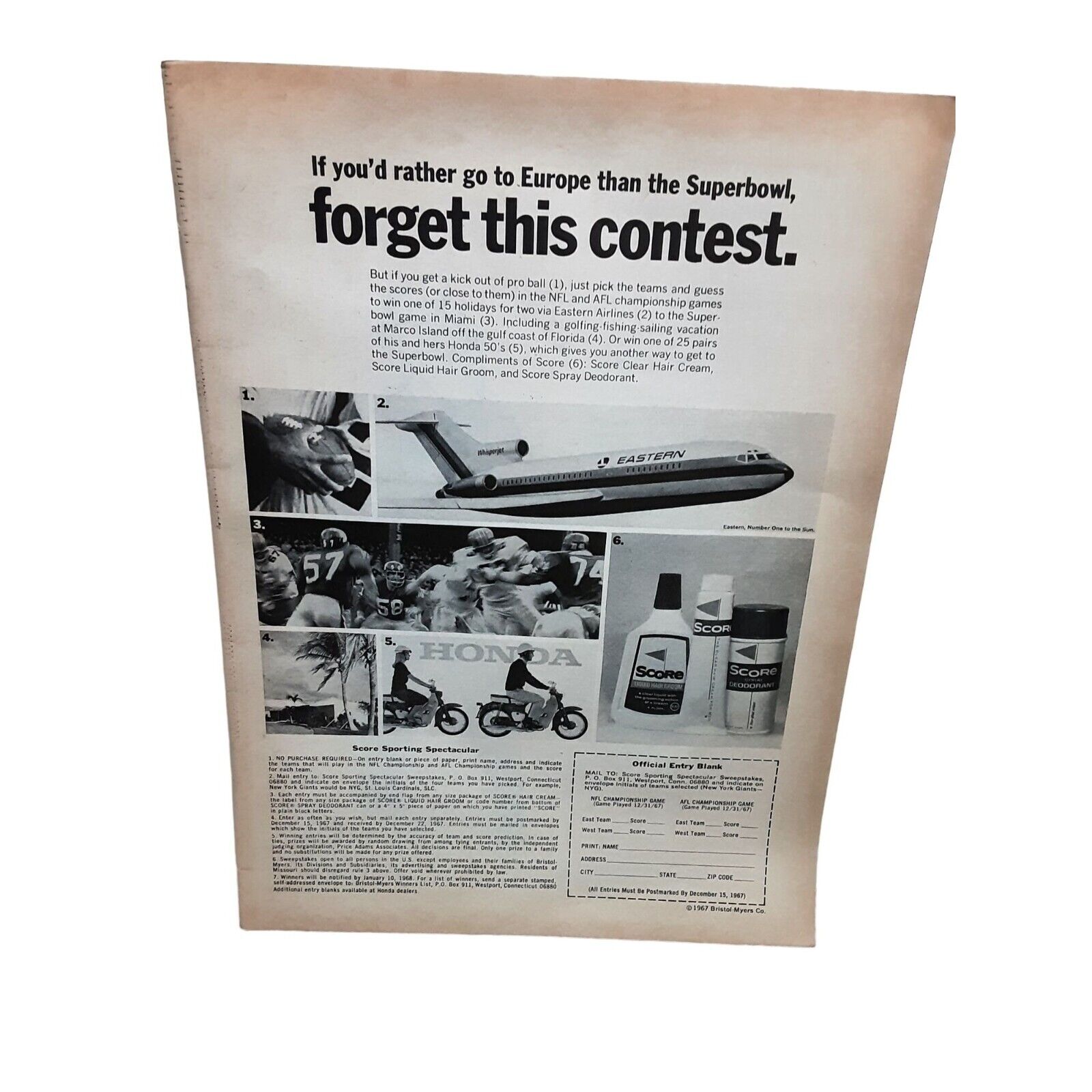 1967 Score Deodorant vintage Original Print ad