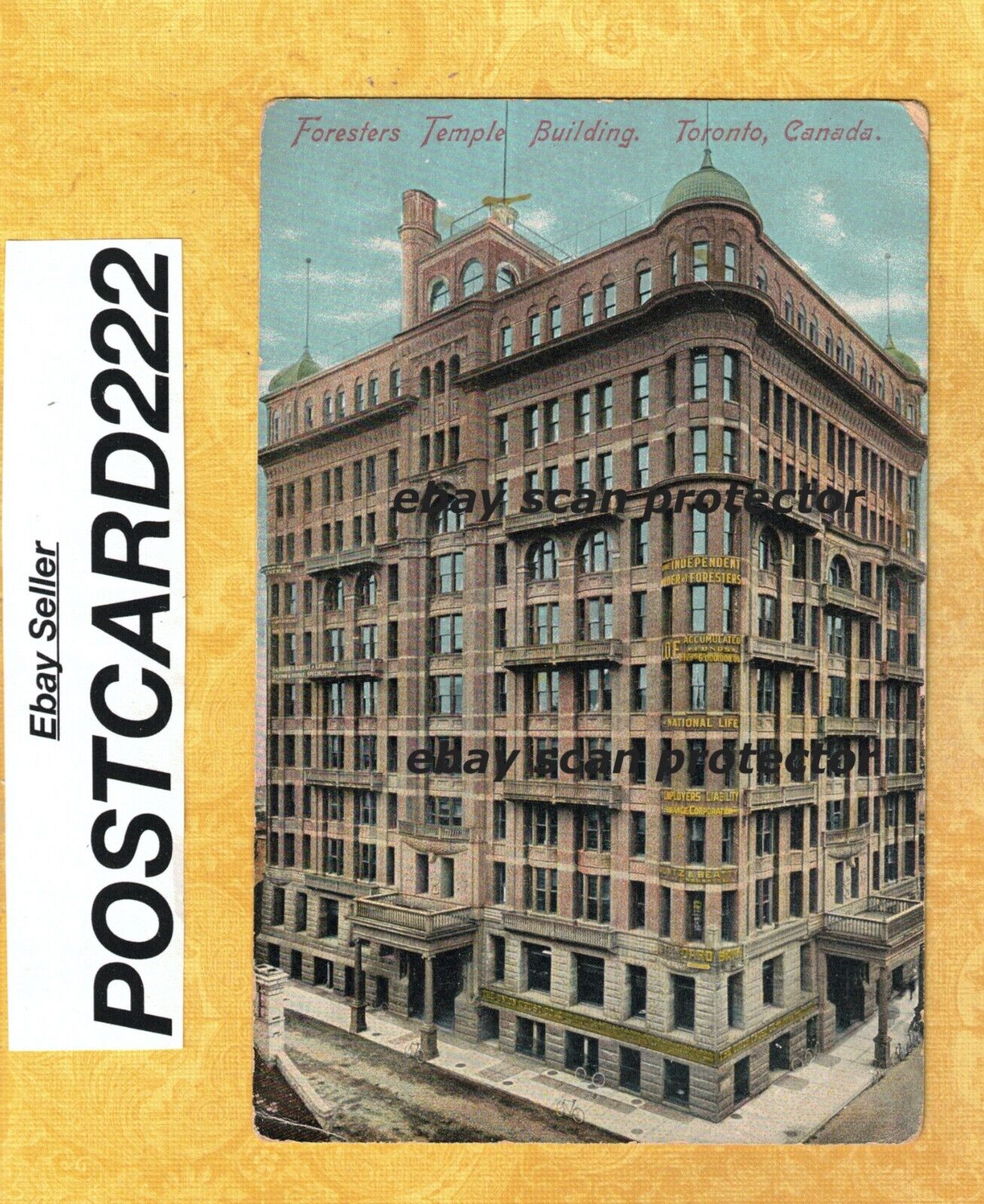 X Canada Ontario Toronto 1908-29 vintage postcard FORESTERS TEMPLE building