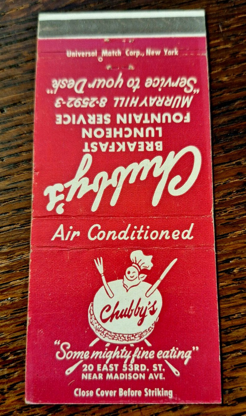 Vintage Matchbook: Chubby\'s Restaurant, New York, NY