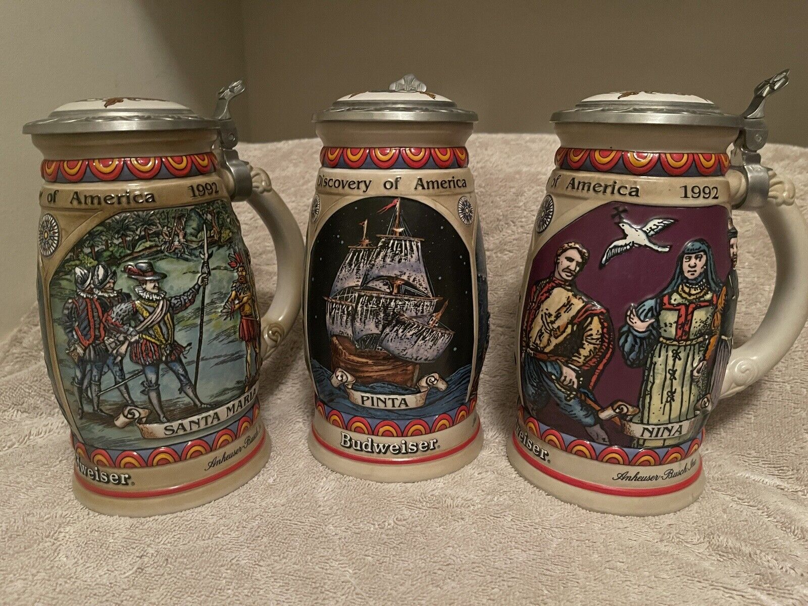 1992 Budweiser Limited Edition Discovery Series Steins