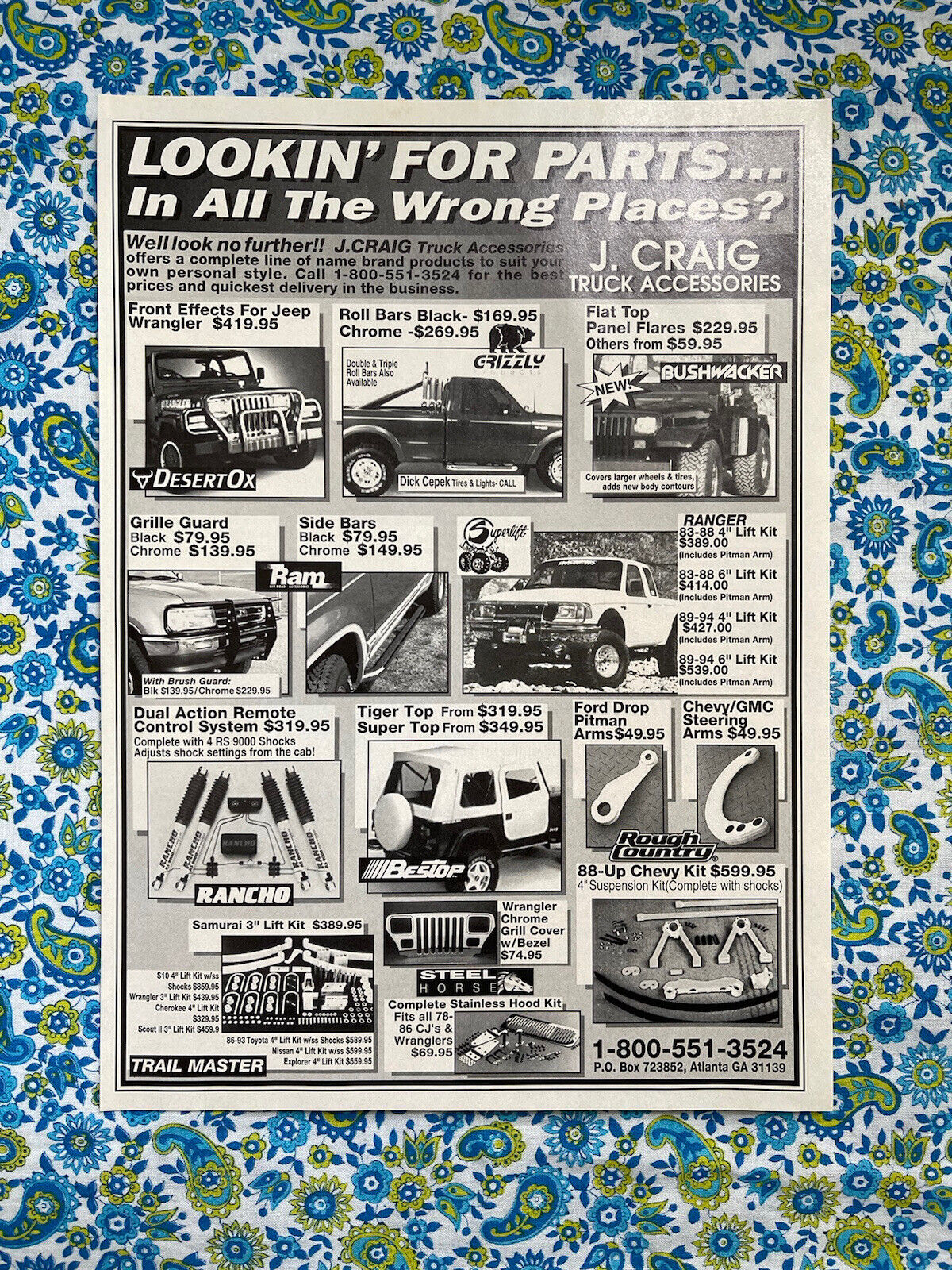 Vintage 1994 J. Craig Truck Accessories Print Ad Atlanta Georgia