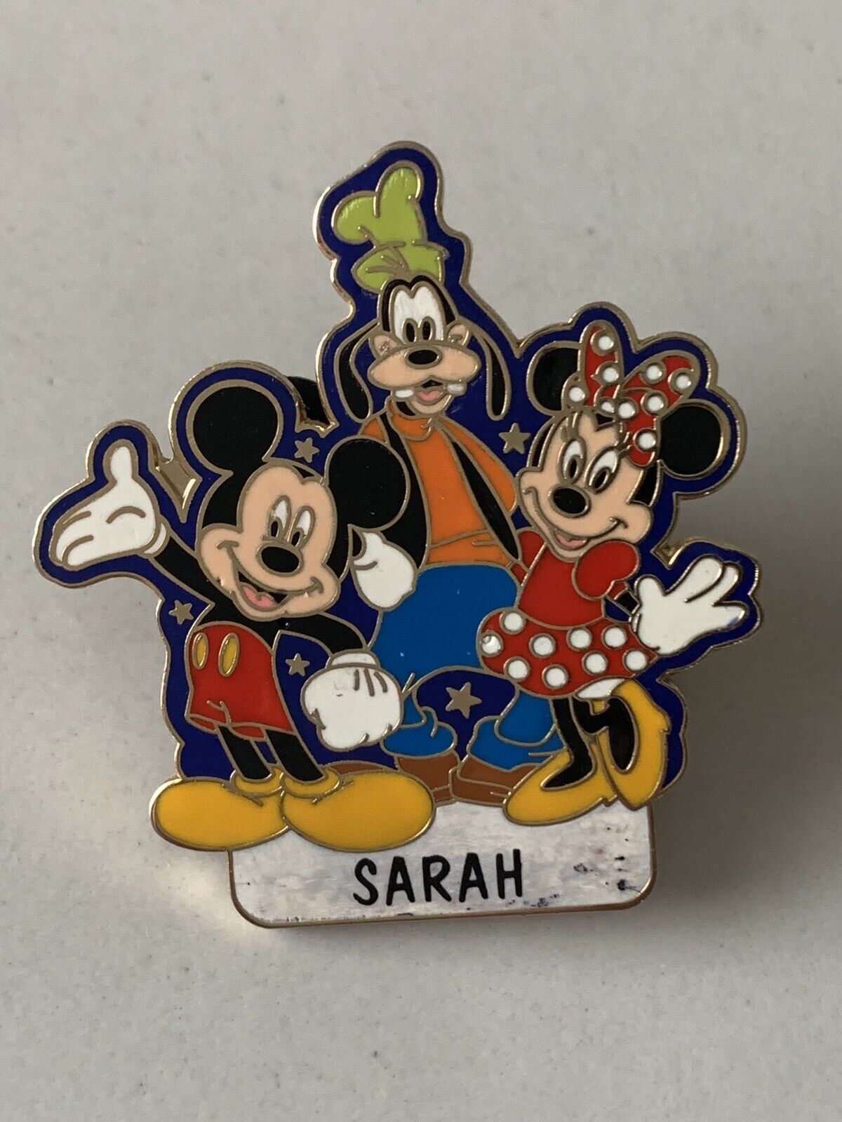 Disney Pin “Sarah” Personalized Mickey Minnie Goofy