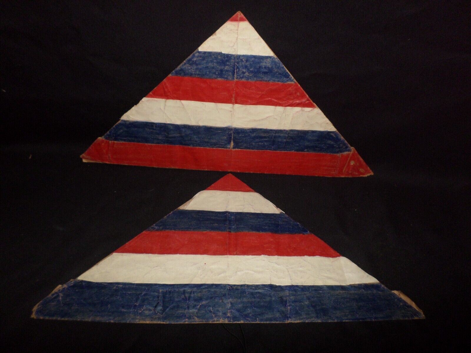 2 Antique Folk Art Parade Hats Primitive Americana AAFA Red White Blue Patriotic