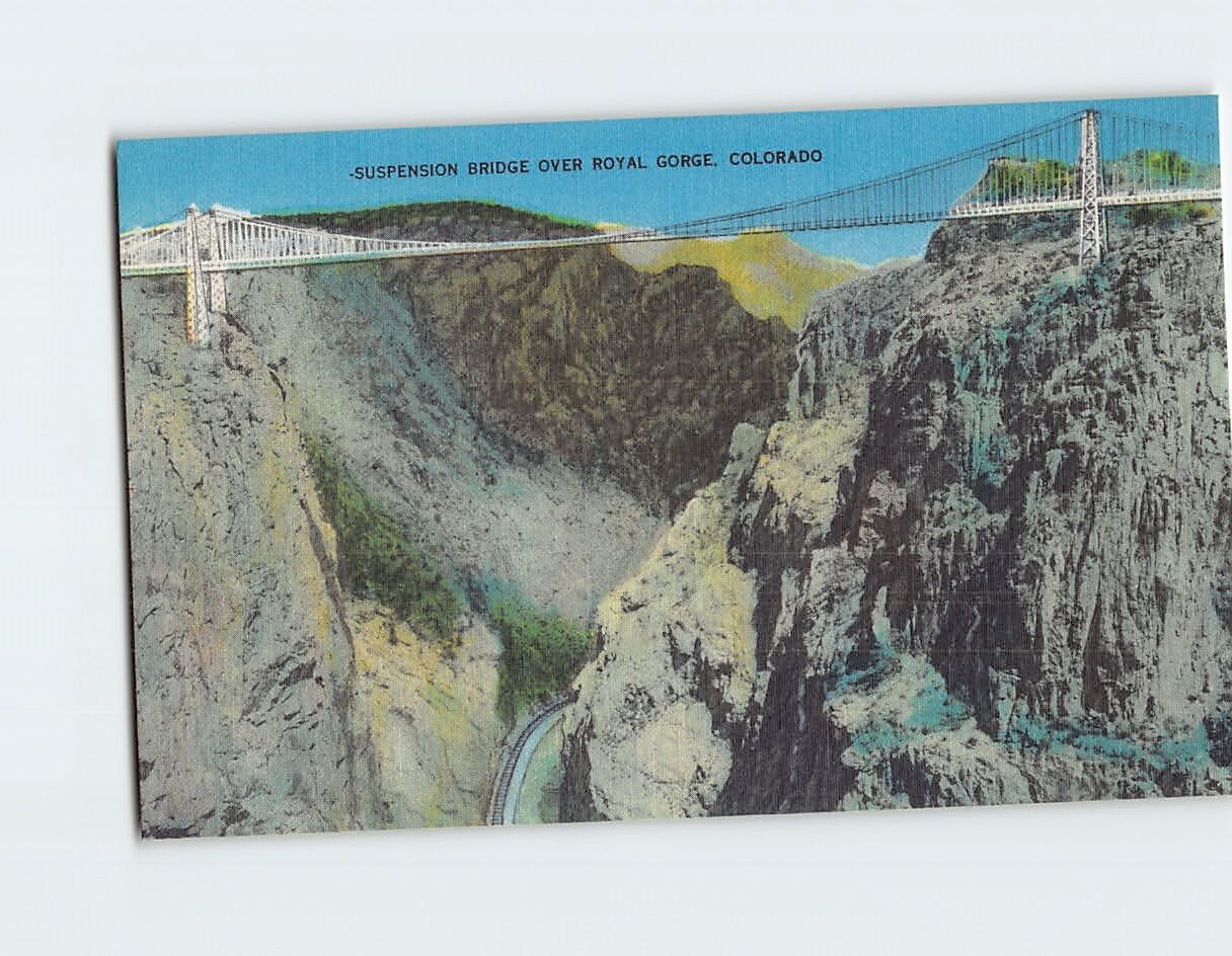 Postcard Suspension Bridge Over Royal Gorge Colorado USA