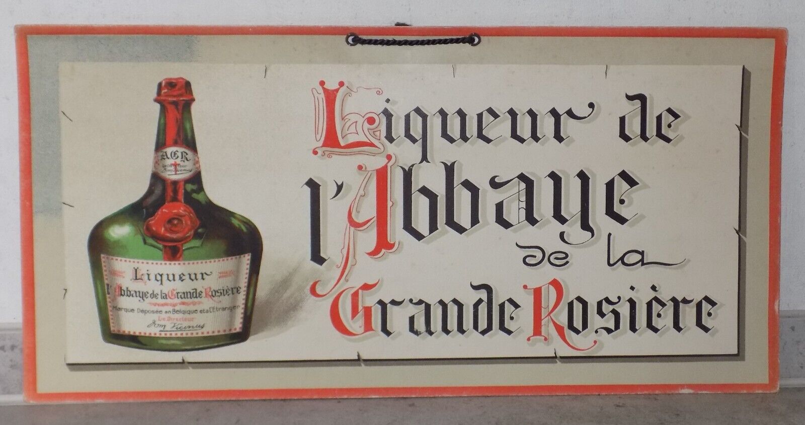 ANTIQUE PLV BISTRO LIQUEUR DE LIQUEUR DE LIQUEUR LARGE ROSE WALL ADVERTISING CARDBOARD