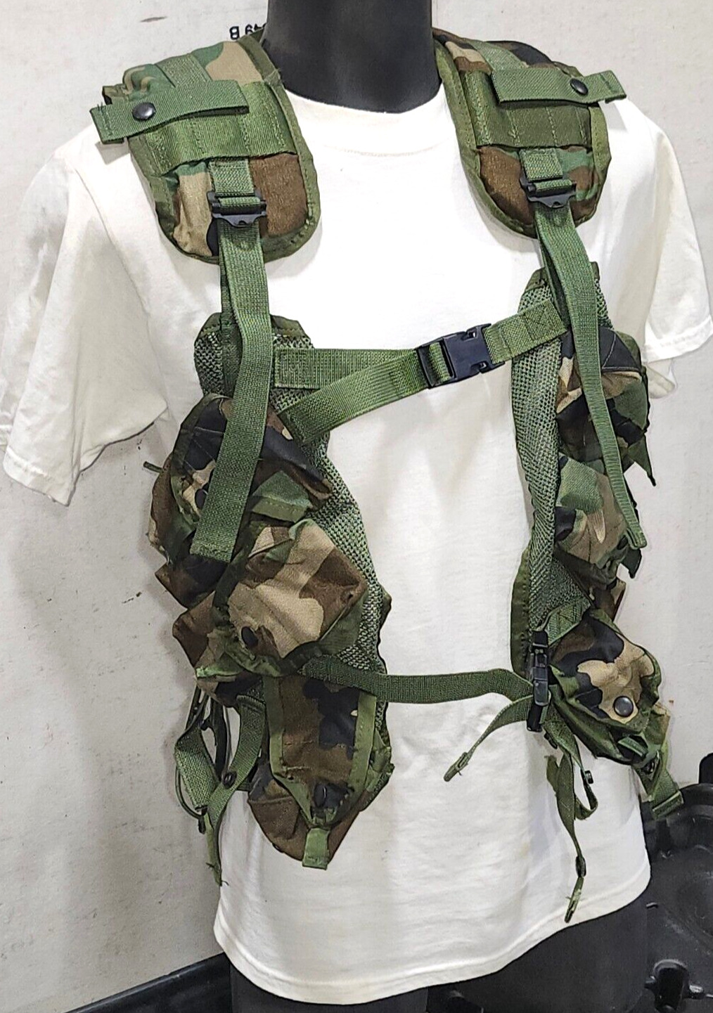 US Military Enhanced Tactical Load Bearing Vest w Pouches Woodland M81 BDU ALICE
