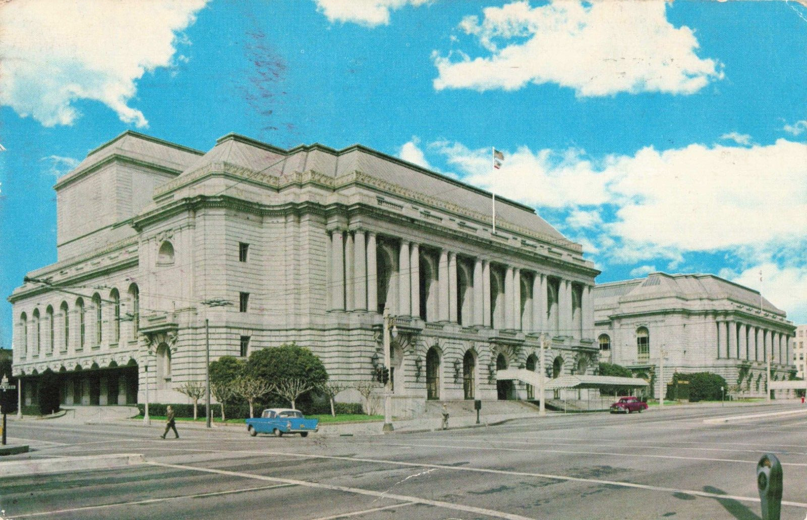 San Francisco CA California, Municipal Opera House, Old Cars, Vintage Postcard
