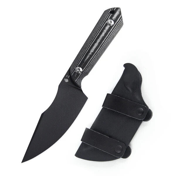 Kizer Harpoon Fixed Blade Knife Micarta Handle Plain Black D2 Steel 1040