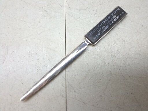 Citizens State Bank Of Loyal Granton Wisconsin Letter Opener Vintage Advertising