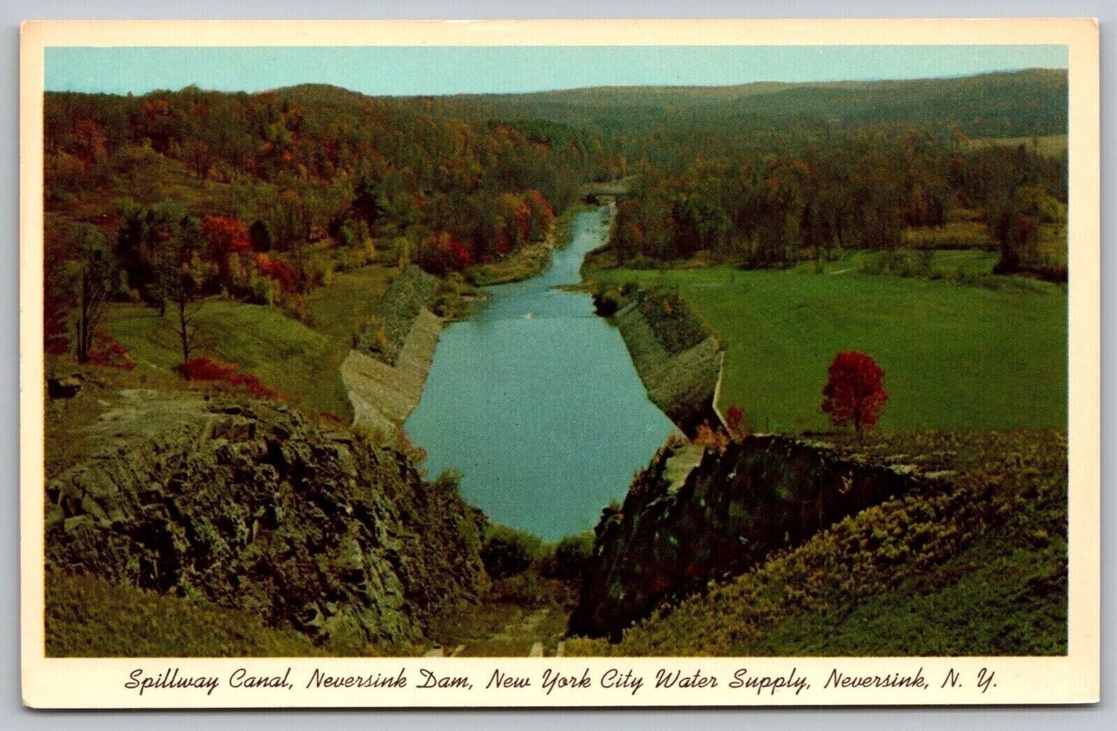 Spillway Canal Neversink Dam New York City Sullivan County Ny Postcard