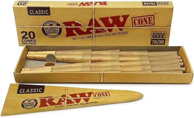 RAW Cones Single Size 70/30: 20 Pack