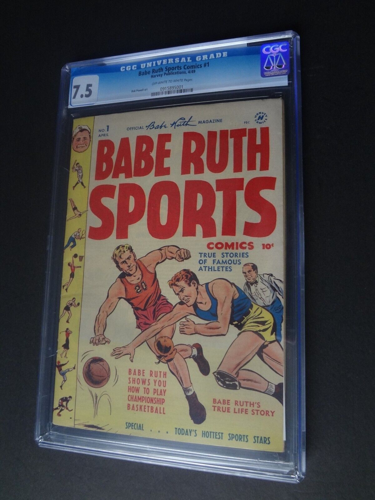 Babe Ruth Sports Comics #1 1949 CGC 7.5 Harvey Comics 4/49 Bob Powell Art