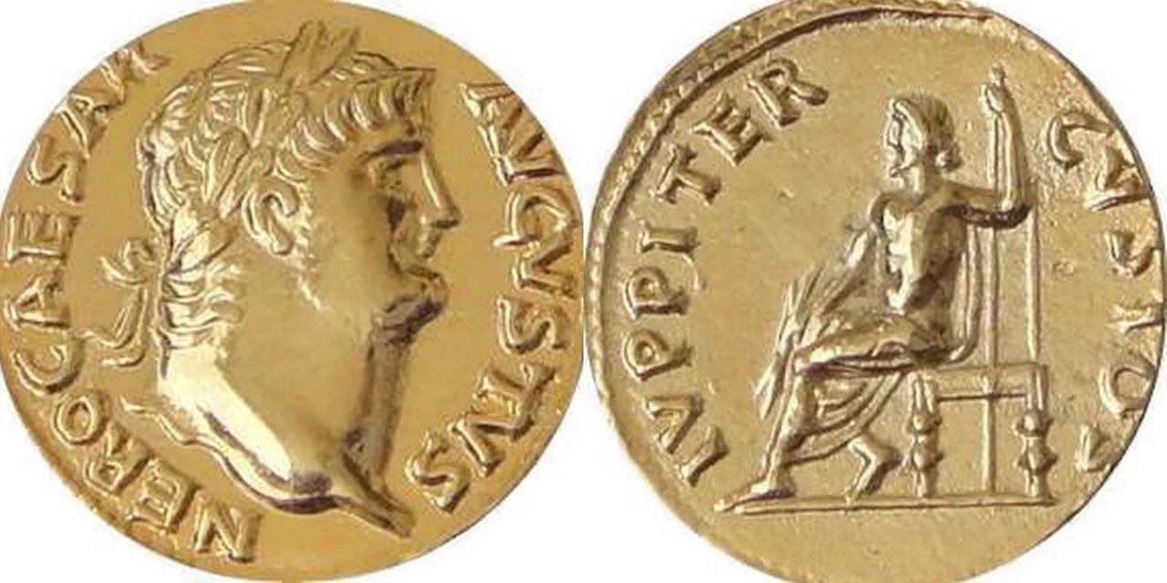 Nero & Jupiter “Pisonian Conspiracy” (65 A.D.)ROMAN REPLICA REPRODUCTION COIN GP