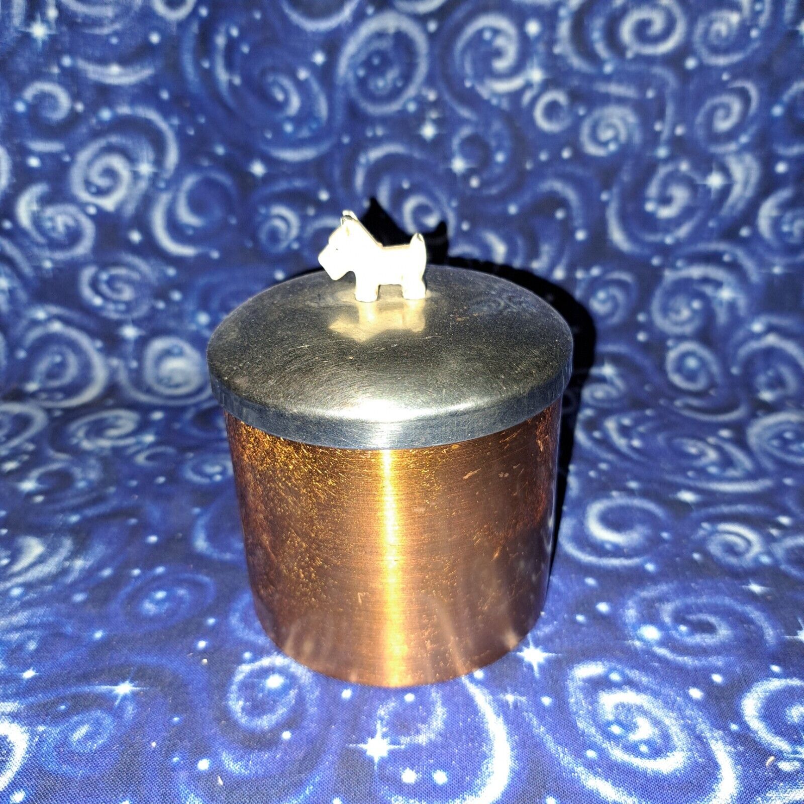 Vintage Duk-It Solid Copper Humidor With Scottie Dog Topper