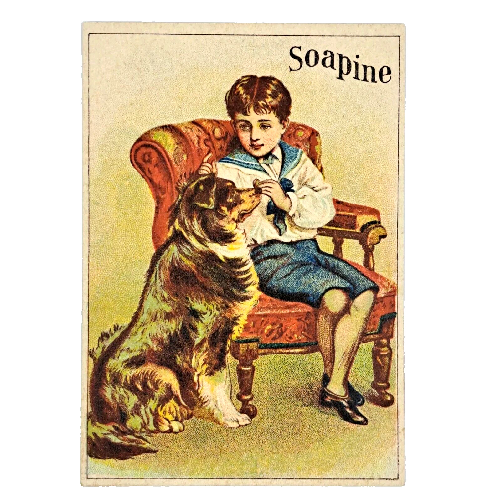 Soapine Trade Card by Kendall Manufacturing Boy with Dog