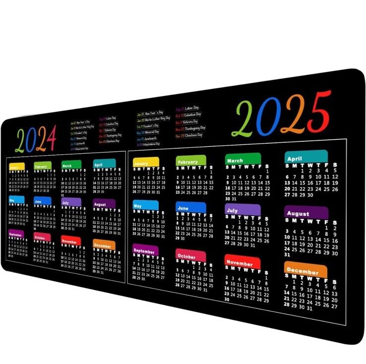 2024, 2025 Calendar Mousepad 31.5”x11.8” Extra Large