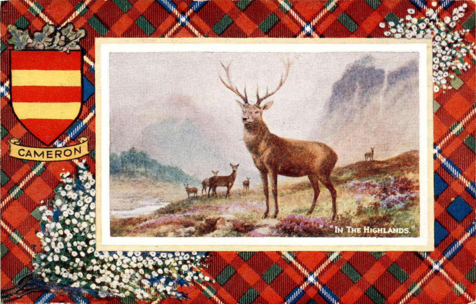 Cameron, Highlands, Clan Crest Series, Valentine & Sons, Ltd., Prime Postcard
