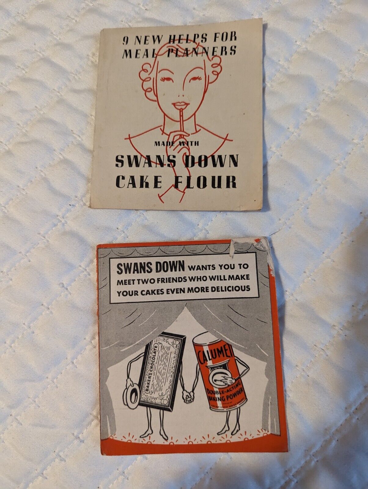 1930's  SWANS DOWN CAKE FLOUR Vtg*PRINT AD*  Recipes Good Condition.