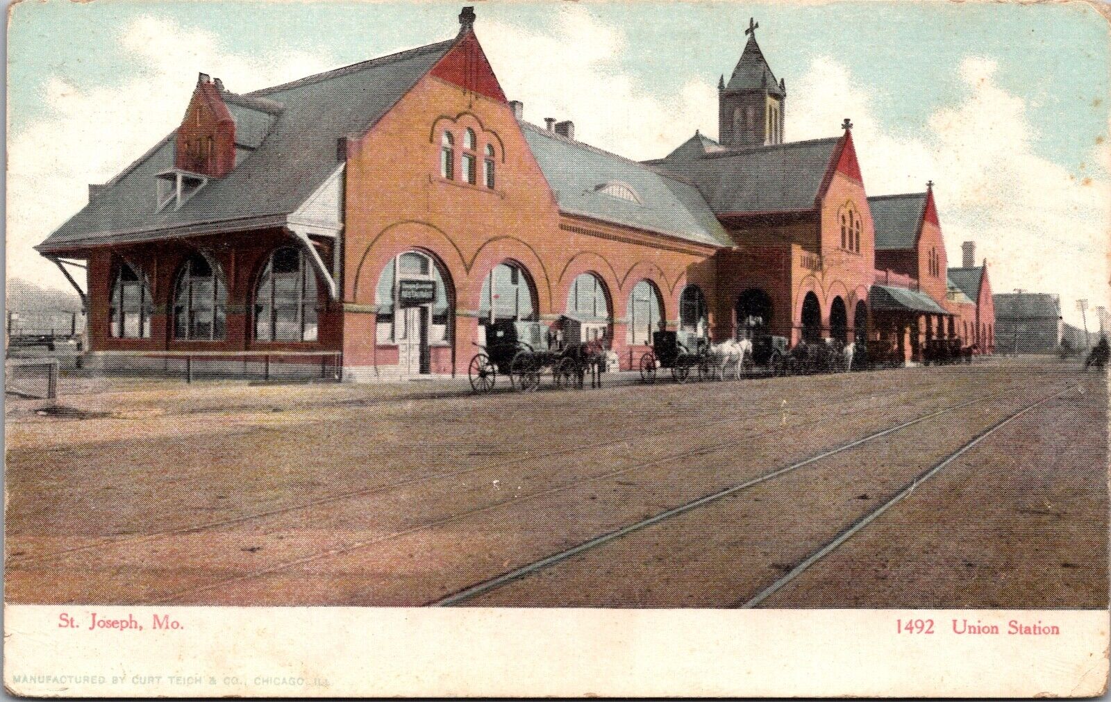 Postcard Union Railroad Station in St. Joseph, Missouri