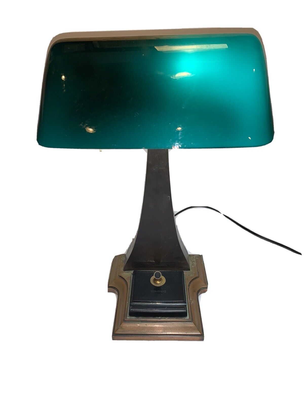 RARE Antique Vintage 1917 Amronlite Bankers Desk Lamp Patina Rewired Works Prop