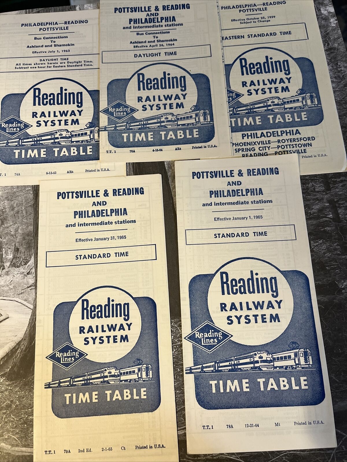 5 Reading Pottsville Philadelphia Timetables 1959-1965