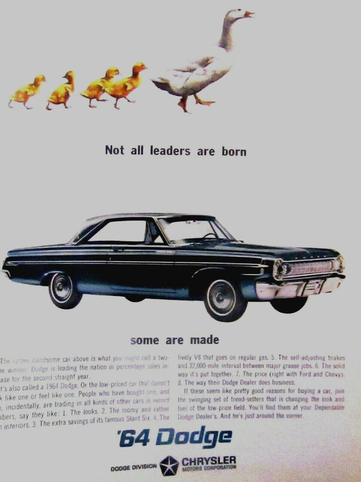 1964 Dodge Coronet DUCKS Original Print Ad 8.5 x 11\