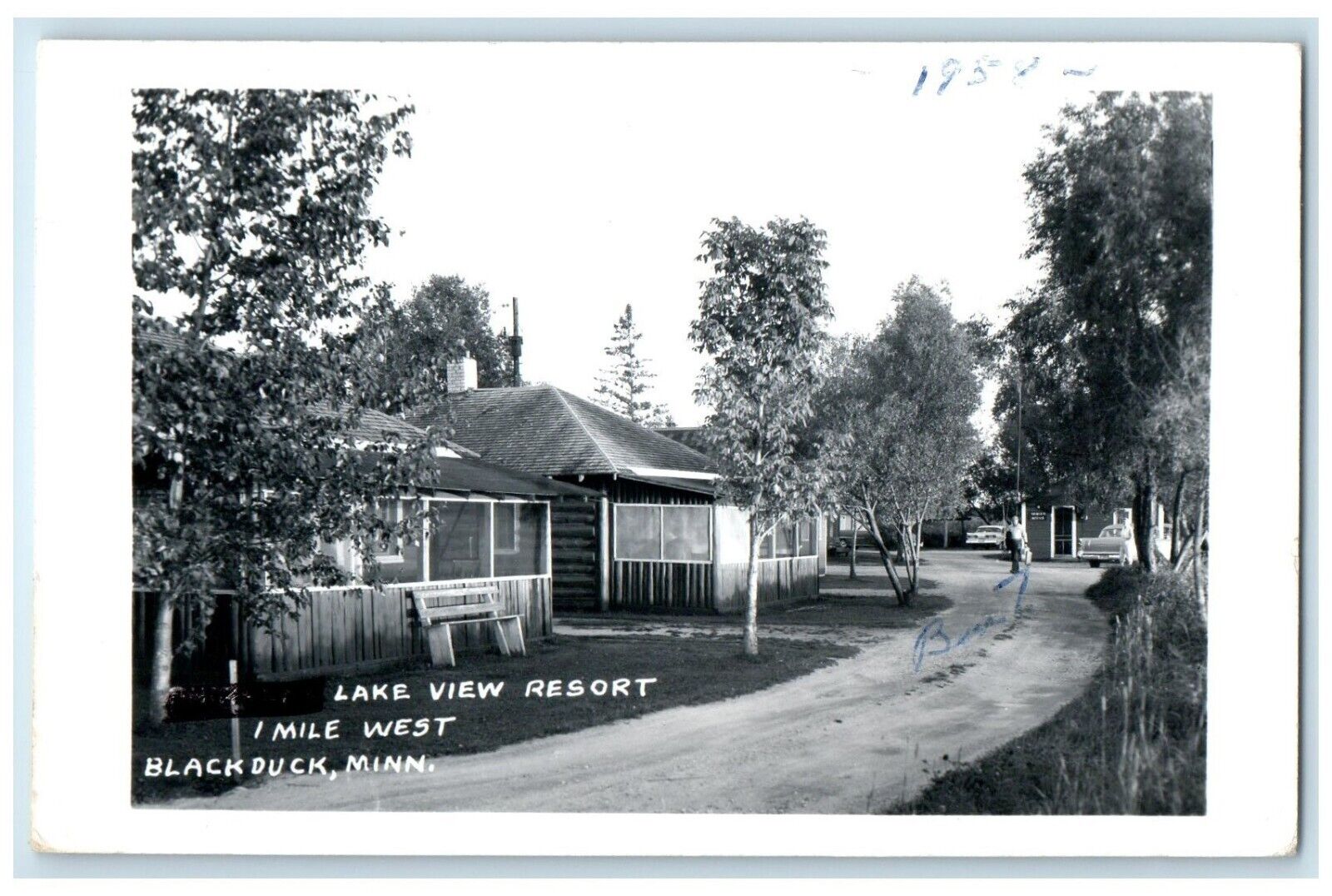1963 Lake View Resort Cars Scene Blackduck Minnesota MN RPPC Photo Postcard
