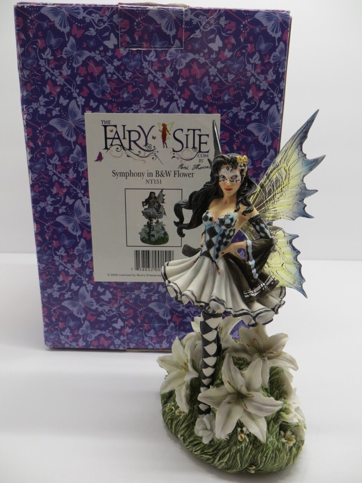 The Fairy Site Symphony in B&W Flower Fairy Statue NT151-Retired 2009 Munro- NEW