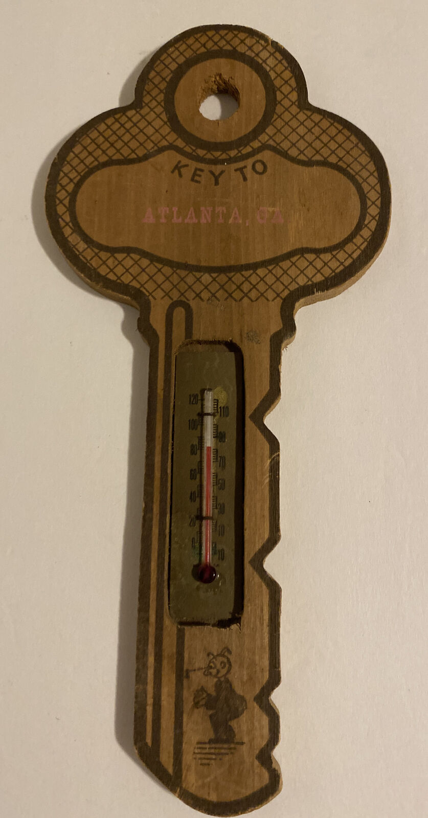 Vintage Wooden Key Thermometer Key To Atlanta GA Souvenir
