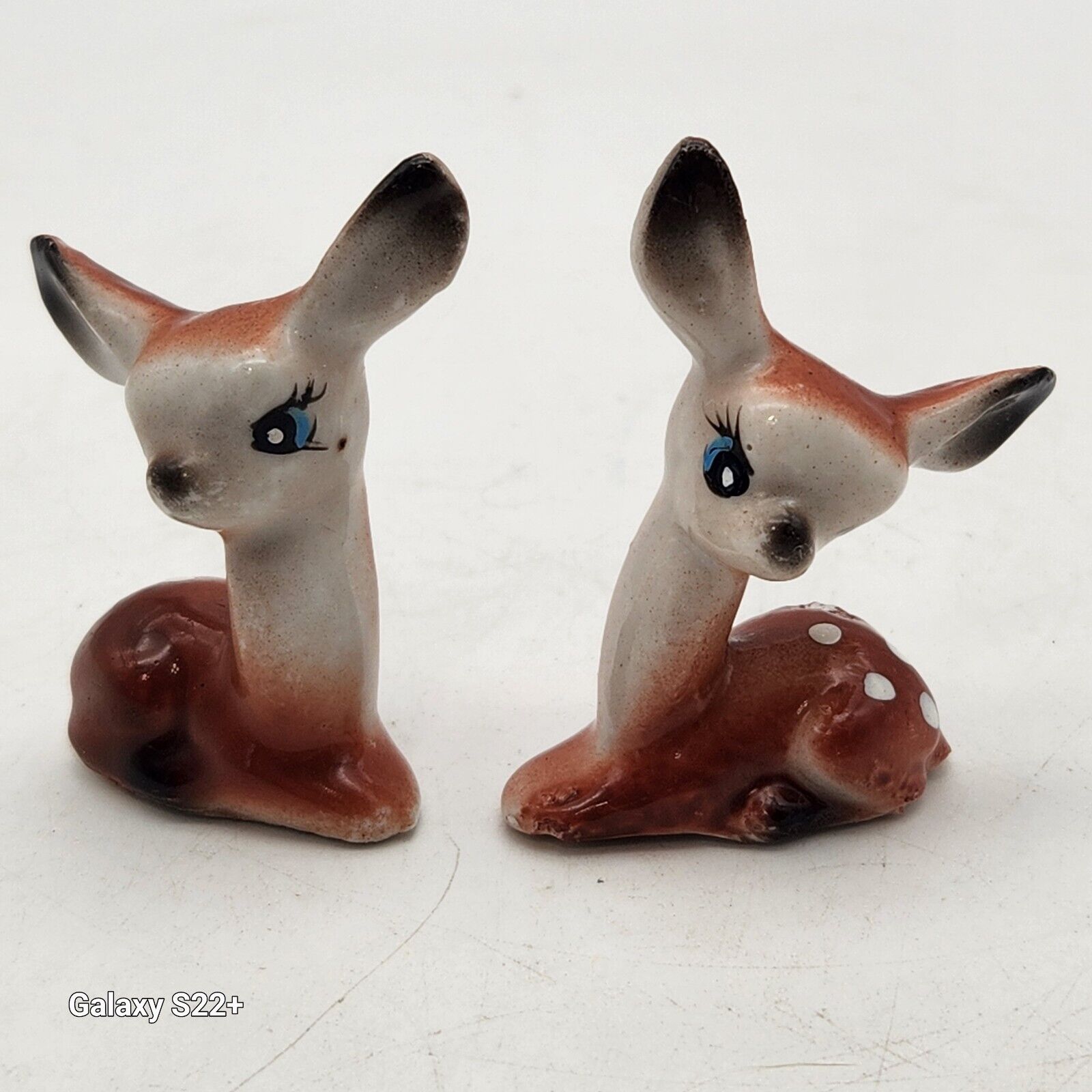 Vintage Deer Fawn Figurines Kitschy Set Of 2 Granny Handpainted 2\