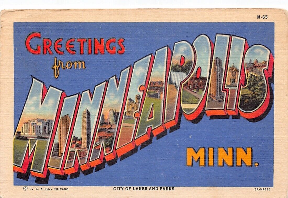 Greetings from Minneapolis Minnesota Vtg Postcard CP313